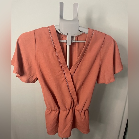 Sienna Sky, Floral Wrap, Flutter-Sleeve Top, Size M Terracotta, (Women)‎ - Picture 1 of 8